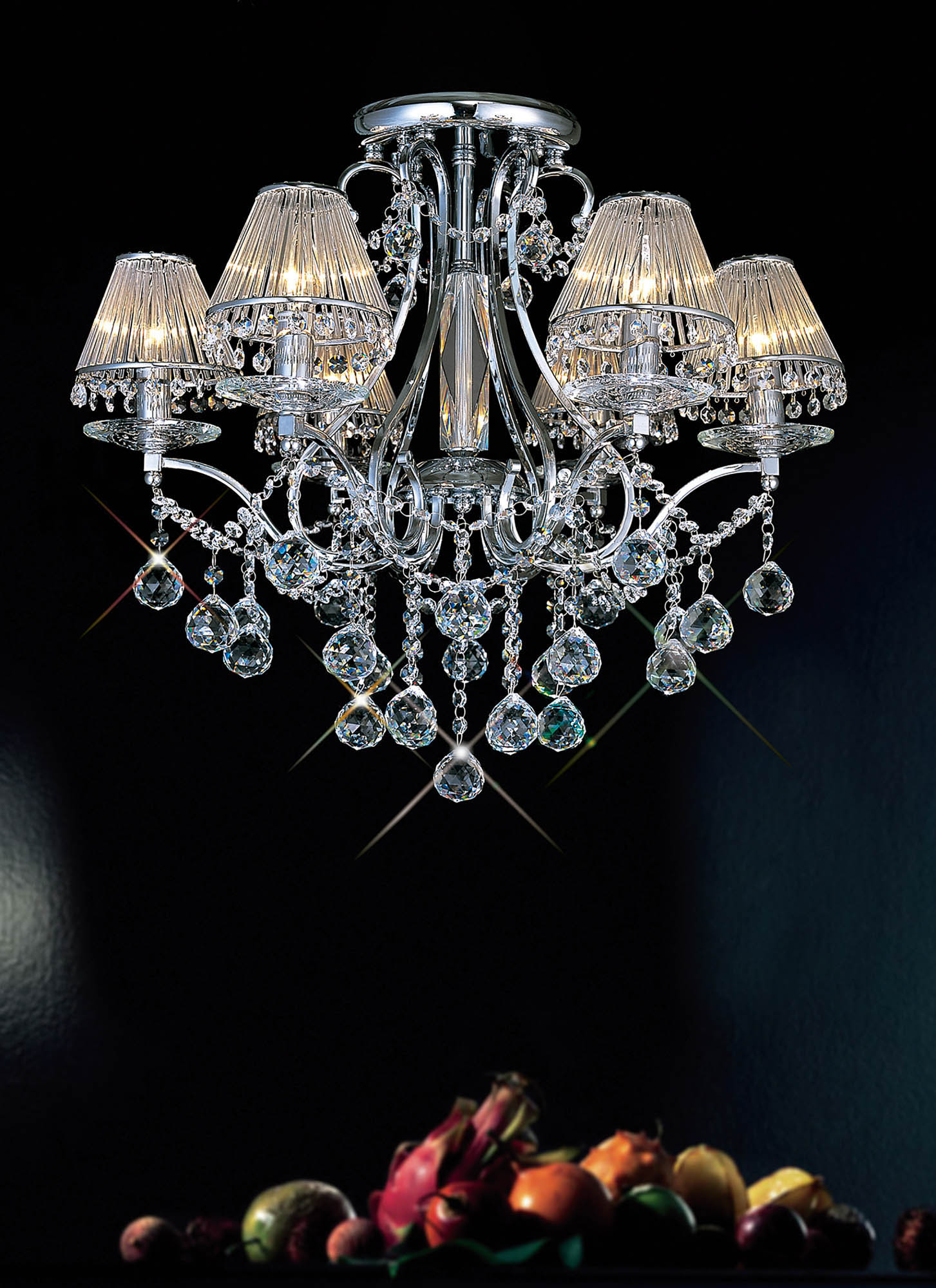 Bianco Polished Chrome Crystal Ceiling Lights Diyas Multi Arm Crystal Fittings Bianco Polished Chrome Crystal Ceiling Lights Diyas Multi Arm Crystal Fittings